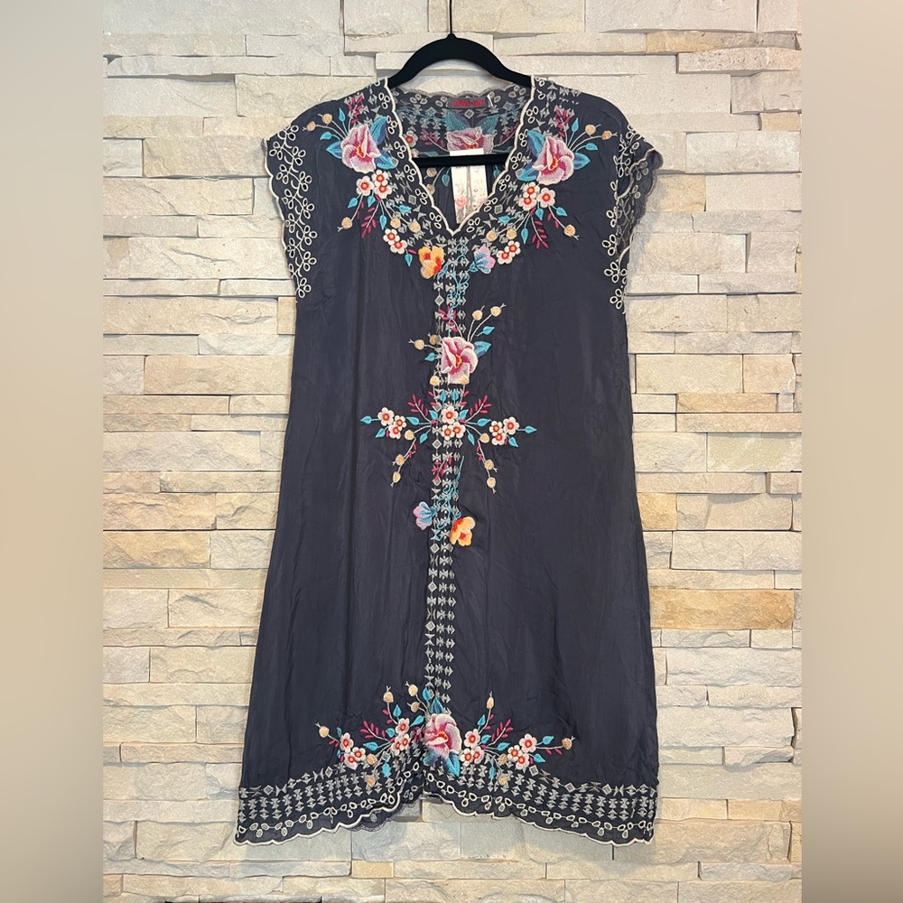 New Johnny Was Keva Floral Embroidered Dress XS